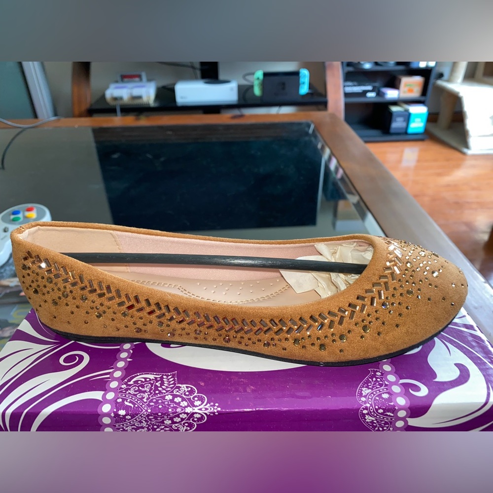 Tan brown ballet flats